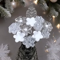 Snow White Lace Glass Flower Bouquet, tiny small minature glass flowers handcrafted lampwork, gift, wedding, curio, windowsill, lace, baby