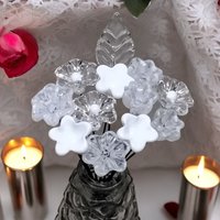 Snow White Lace Glass Flower Bouquet, tiny small minature glass flowers handcrafted lampwork, gift, wedding, curio, windowsill, lace, baby