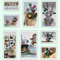 JUST FOR YOU Custom Bouquet ~ Miniature glass flower bouquet made for you! 11 flowers & 1 leaf ~tiny small glass flowers crafted lampwork