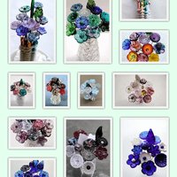 JUST FOR YOU Custom Bouquet ~ Miniature glass flower bouquet made for you! 11 flowers & 1 leaf ~tiny small glass flowers crafted lampwork