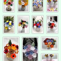 JUST FOR YOU Custom Bouquet ~ Miniature glass flower bouquet made for you! 11 flowers & 1 leaf ~tiny small glass flowers crafted lampwork