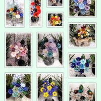 JUST FOR YOU Custom Bouquet ~ Miniature glass flower bouquet made for you! 11 flowers & 1 leaf ~tiny small glass flowers crafted lampwork