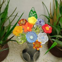 Uranium RAINBOW GLOW Bouquet multi color UV reactive mini tiny small glass flowers individually crafted lampwork colorful bouquet 395nm best