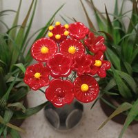 Red and Gold opaque glass flowers, headpins ~ tiny small mini glass flowers on wire; individually crafted lampwork; Med Red jewelry, gifts