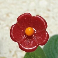 Red and Gold opaque glass flowers, headpins ~ tiny small mini glass flowers on wire; individually crafted lampwork; Med Red jewelry, gifts