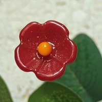 Red and Gold opaque glass flowers, headpins ~ tiny small mini glass flowers on wire; individually crafted lampwork; Med Red jewelry, gifts