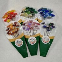 PLETHORA MIX!  Glass flower headpins ~ Miniature tiny small glass flowers on wire - flower bouquet; individually crafted lampwork