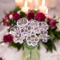 Pink Crystal glass flowers ~ tiny small miniature glass flowers on wire; for small bouquet gifts or jewelry, glass flowers made in my studio