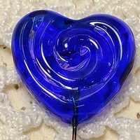 Blue Water Ripples Glass Heart Plant Pick: Medium Blue with Ripple Swirl imprint. Use for floral bouquet, plants, gifts, wedding.  3/4in