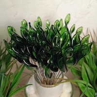 Sage Twist Spike/Leaf glass headpins;  small, tiny miniature flowers on wire  ~ individually crafted lampwork