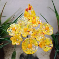 SunSprinkles glass flowers headpins; mini tiny small glass flowers on wire; individually crafted lampwork: jewelry, gifts, wedding, bouquets