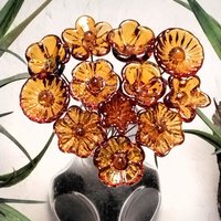 Medium Amber glass flowers, mini tiny small glass flowers on wire; handcrafted lampwork, jewelry, gifts, wedding, bouquets, mixed media