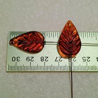 Amber Glass Leaves variety of ambers, fall autumn leaf on 5" wire; each unique; pendant, jewelry, bouquet, plants, wedding, mixed media