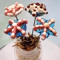 Glass Starfish plant pick glass headpin (glass on wire) crafted on stainless steel wire tiny glass flower individually handcrafted lampwork