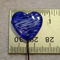 Glass Heart Plant Pick: Blue White Swirl Heart on 5in wire. Use for floral bouquet, plants, jewelry, gifts; each handmade, Measures 3/4in