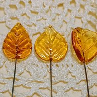 Citrine Golden Glass Flower headpins; tiny small mini glass flowers on wire; November Birthstone; jewelry, gift, curio, windowsill, handmade