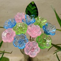 Pink and Blue Glass Flower Bouquet, tiny small flowers; handmade lampwork, gift, wedding, pastel, jewelry, baby, it's a boy, gender reveal