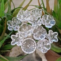 Crystal Clear glass flower headpins (April Birthstone) mini tiny small glass flowers on wire;  lampwork, jewelry, mixed media, wedding, gifts