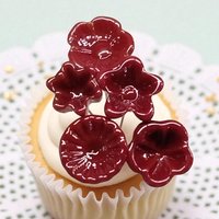 Red glass flower headpins; tiny small miniature glass flowers on wire; handmade lampwork, jewelry, gift, wedding decor, food, curio lampwork