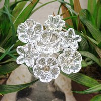 Crystal Clear glass flower headpins (April Birthstone) mini tiny small glass flowers on wire;  lampwork, jewelry, mixed media, wedding, gifts