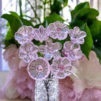 Pink Crystal glass flowers ~ tiny small miniature glass flowers on wire; for small bouquet gifts or jewelry, glass flowers made in my studio