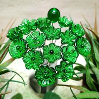 Kelly Green (medium) Irish glass flowers; small tiny mini glass flowers on wire; handcrafted lampwork, jewelry, mixed media, wedding, gifts