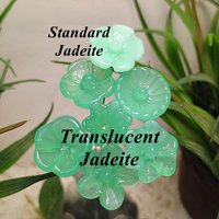Limited Supply: Translucent Jadeite Green Opalino glass flower, tiny small miniature glass flowers on wire; lampwork jadeite curio gift