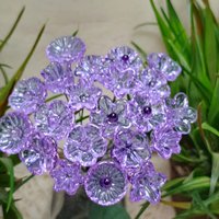 LIGHT LAVENDER glass flowers (June) tiny small mini glass flowers on wire; handcrafted lampwork, jewelry, mixed media, wedding, gift