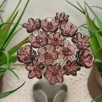 DARK ROSE' WINE glass flower headpins; mini tiny small glass flowers on wire; handcraft lampwork, jewelry, mixed media, wedding, plant, gift