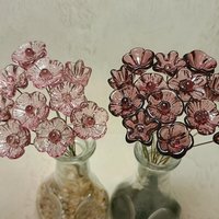 DARK ROSE' WINE glass flower headpins; mini tiny small glass flowers on wire; handcraft lampwork, jewelry, mixed media, wedding, plant, gift