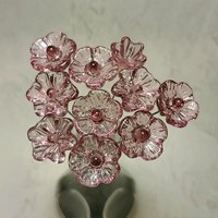 LIGHT ROSE' WINE 5-petal glass flower headpins ~ tiny small mini glass flowers on wire; handcrafted lampwork,