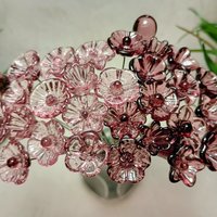 LIGHT ROSE' WINE 5-petal glass flower headpins ~ tiny small mini glass flowers on wire; handcrafted lampwork,
