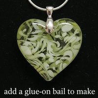 My Heart Glows! Uranium Small Heart  3/4in, vasoline glass with white swirls. lampwork pocket heart, cabachon, wire wrapping, jewelry, curio