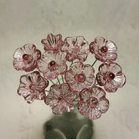 LIGHT ROSE' WINE 5-petal glass flower headpins ~ tiny small mini glass flowers on wire; handcrafted lampwork,