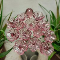 LIGHT ROSE' WINE 5-petal glass flower headpins ~ tiny small mini glass flowers on wire; handcrafted lampwork,