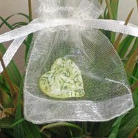 My Heart Glows! Uranium Small Heart  3/4in, vasoline glass with white swirls. lampwork pocket heart, cabachon, wire wrapping, jewelry, curio