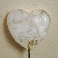 Custom Made Glass Heart Plant Pick for small floral bouquet, 3/4"x5in wire; handcraft lampwork, jewelry, gift, curio, windowsill, small vase