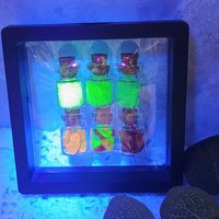 TINY Bottle Uranium UV Glass Chips in Jar Uranium Green Blue Yellow Red FireAmber, Mixed. 365nm, 395nm - great gift for uranium collection