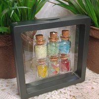 TINY Bottle Uranium UV Glass Chips in Jar Uranium Green Blue Yellow Red FireAmber, Mixed. 365nm, 395nm - great gift for uranium collection