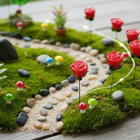 GLASS ROSES mini tiny small glass rose flower on 5in wire headpins;  each made by me. Great for special gift, jewelry, plant pick, bouquet