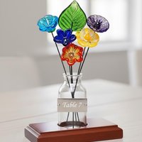 Lil' Somethin' Glass Flower Bouquet; 5 glass flowers + 1 leaf;tiny mini small glass flowers in a bouquet; gift, coworker, love, just because