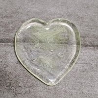 My Wispy Heart Glows! Uranium Large Heart  1" (25mm) clear glass with uranium swirls; This pocket heart is perfect for gift or curio display