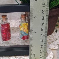 Uranium UV Glass Chips in Larger 1.75" Bottle Jar; Uranium, Green, Blue, Yellow, Amberina; curio, jewelry, mixed media, UV GLOW 365nm 395nm