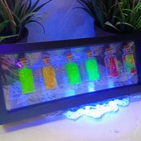 Uranium UV Glass Chips in Larger 1.75" Bottle Jar; Uranium, Green, Blue, Yellow, Amberina; curio, jewelry, mixed media, UV GLOW 365nm 395nm