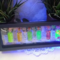 Uranium UV Glass Chips in Larger 1.75" Bottle Jar; Uranium, Green, Blue, Yellow, Amberina; curio, jewelry, mixed media, UV GLOW 365nm 395nm