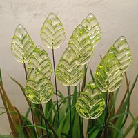 Uranium Leaf Flat - Glass Leaf Headpins, glass flat leaf shape on wire; handcrafted lampwork for flower bouquet, jewelry, mixed media, curio