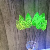 Uranium Leaf Flat - Glass Leaf Headpins, glass flat leaf shape on wire; handcrafted lampwork for flower bouquet, jewelry, mixed media, curio
