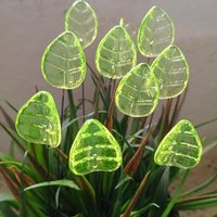 Uranium Leaf Bent - Glass Leaf Headpins, glass bent leaf shape on wire; handcrafted lampwork for flower bouquet, jewelry, mixed media, curio