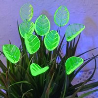 Uranium Leaf Bent - Glass Leaf Headpins, glass bent leaf shape on wire; handcrafted lampwork for flower bouquet, jewelry, mixed media, curio