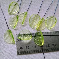 Uranium Leaf Bent - Glass Leaf Headpins, glass bent leaf shape on wire; handcrafted lampwork for flower bouquet, jewelry, mixed media, curio